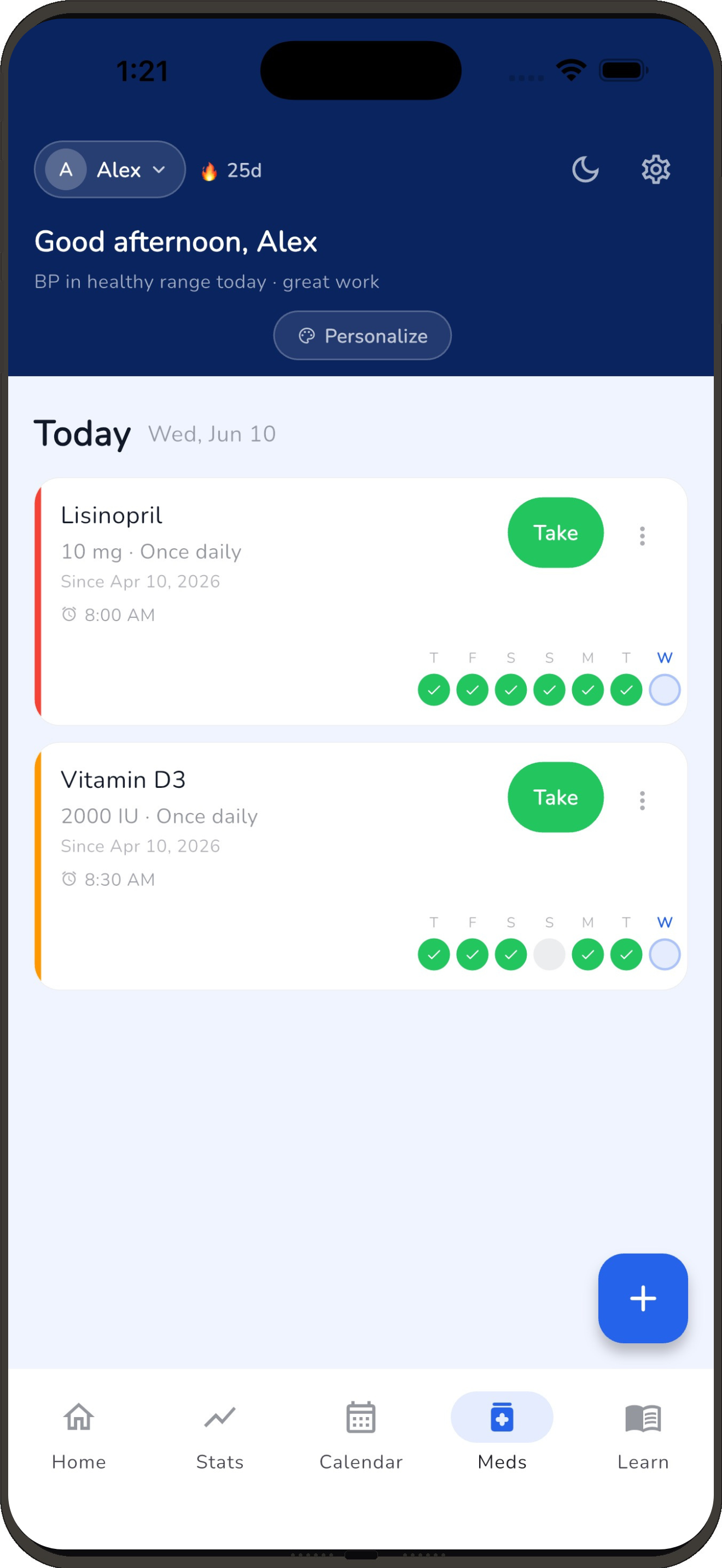 Medications tab