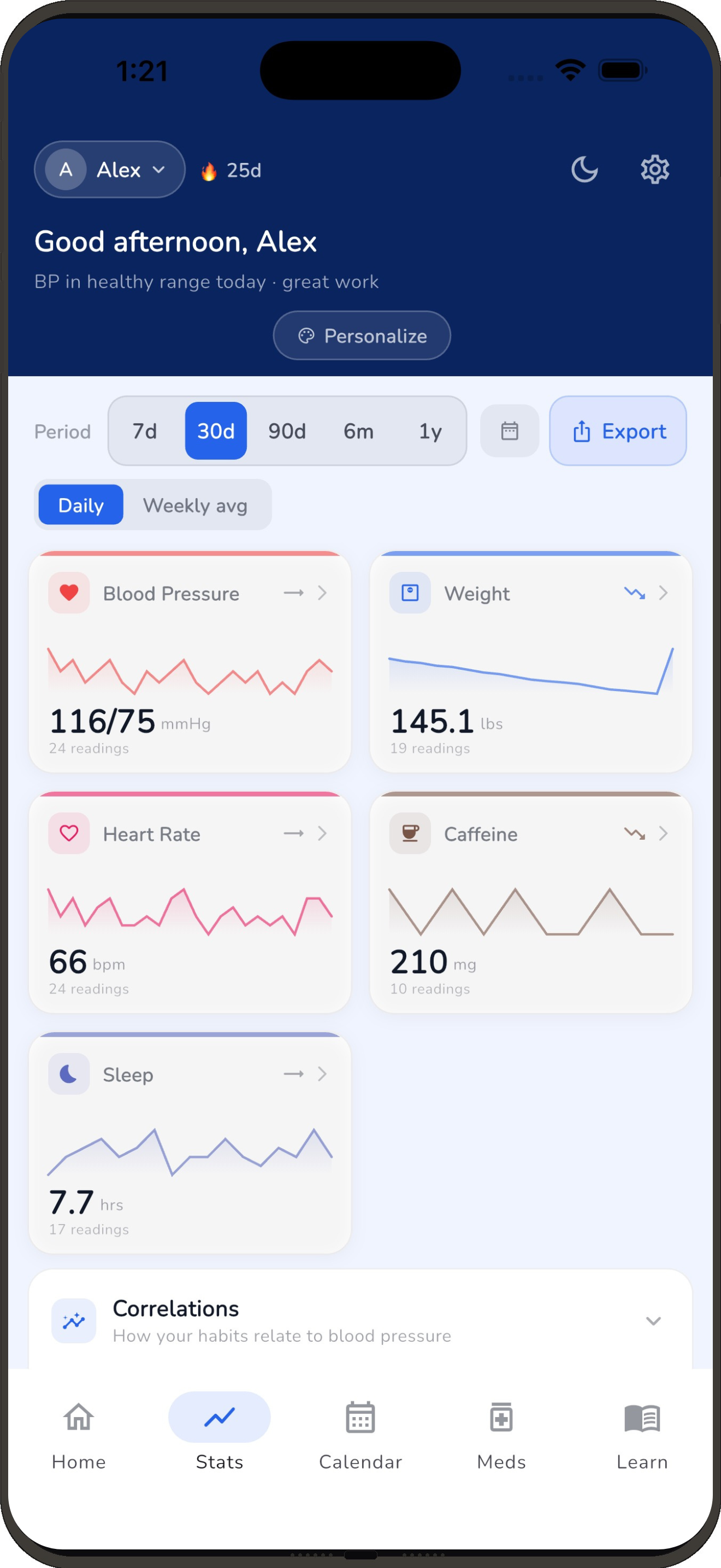 Stats tab